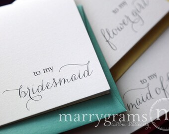 To My Bridesmaid, Maid of Honor, Wedding Party Wedding Thank You Cards-Bridesmaid Thank You Card, Matron of Honor (Set of 4) CS01