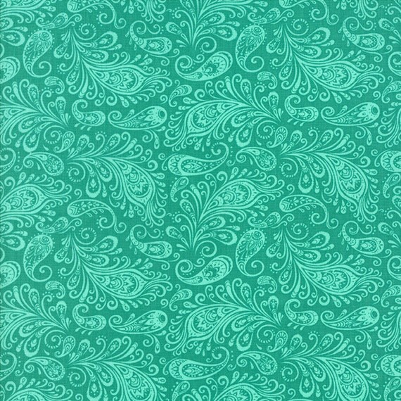 Teal Paisley Fabric Folklore by Lily Ashbury by CreateByTheYard