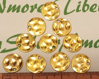 20 pcs per pack 14mm Blank Hammered Coin Tag Charms Gold Finish Lead Free Pewter