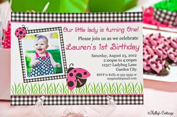 Ladybug Birthday Party Photo Invitation.... Custom, Printable, Digital Il_570xn