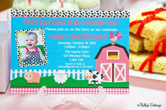 Barnyard Birthday Photo Invitation.... Custom, Printable, Digital Il_570xn