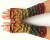 SALE Fingerless Gloves Brown Beige Red Orange Yellow Green wrist warmers