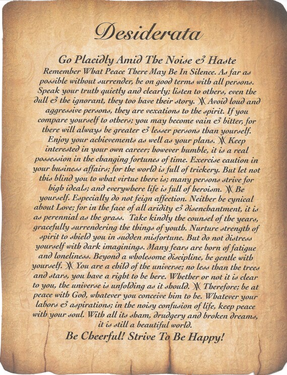 Desiderata Poem Art Print on Embossed Wood by DesiderataSuperstore