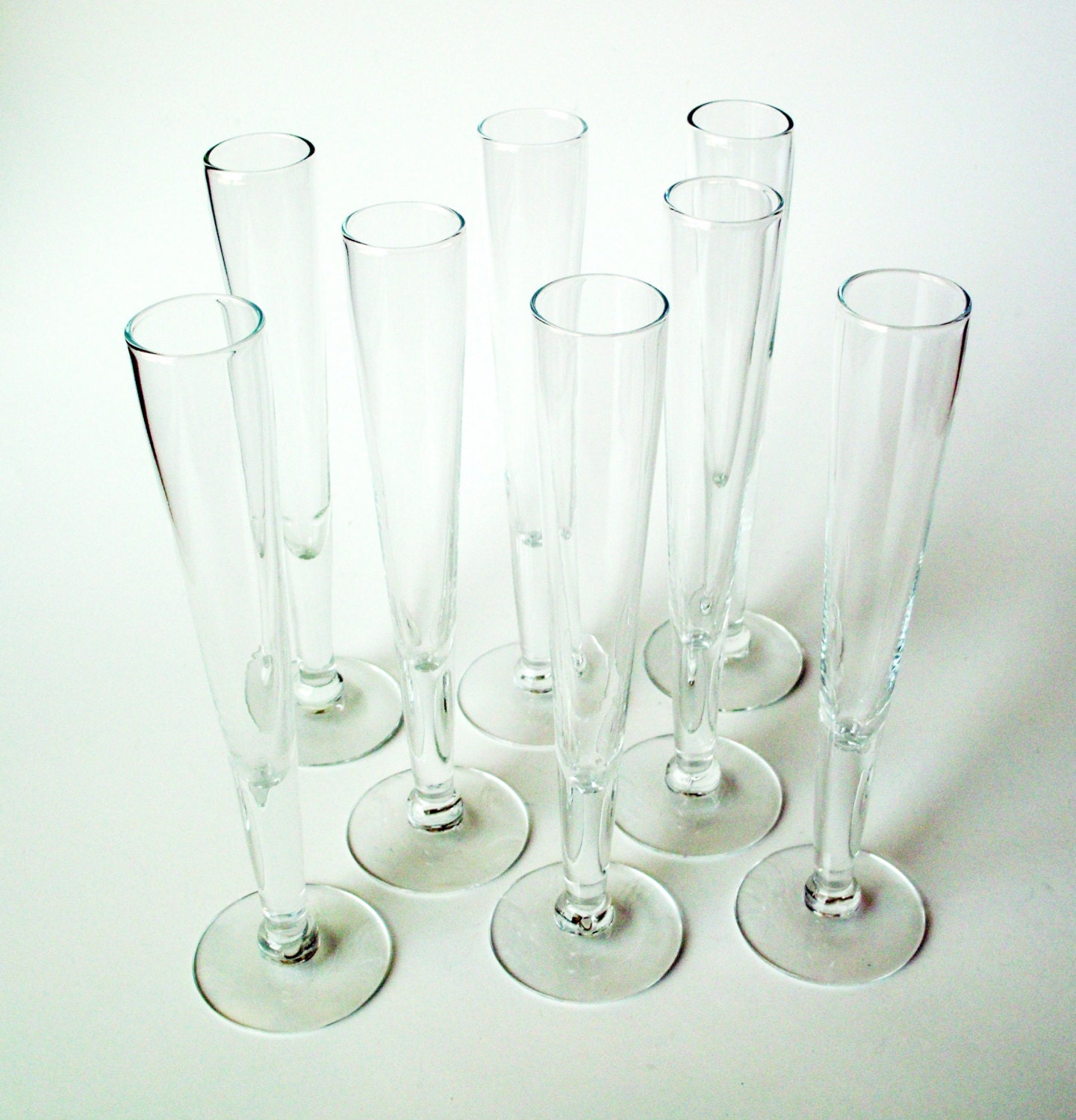 Set of 8 Vintage Glass Champagne Flutes Haute Juice