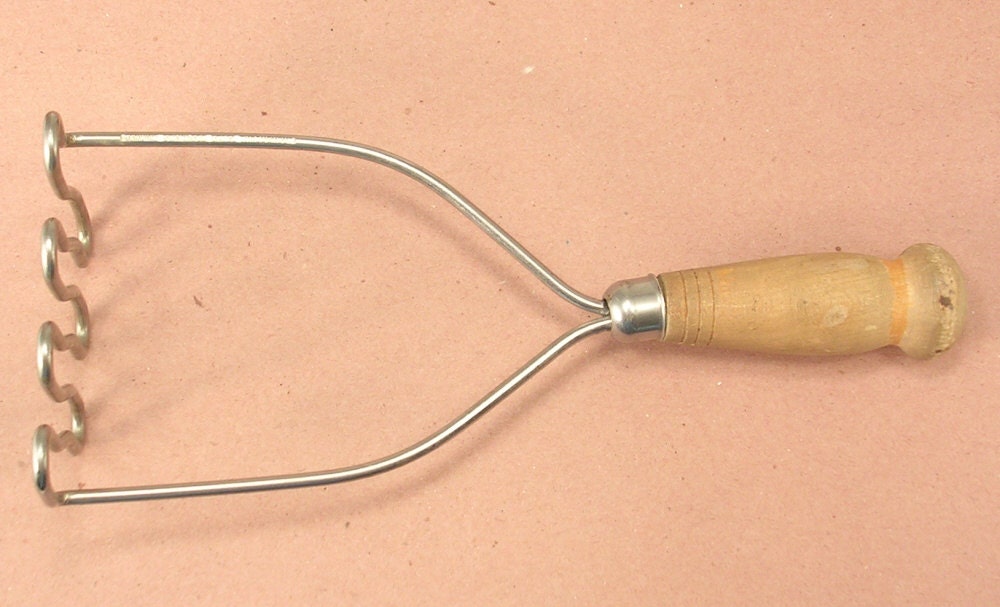 Potato Masher Stainless Steel and Wood Handle by JohnGermaine