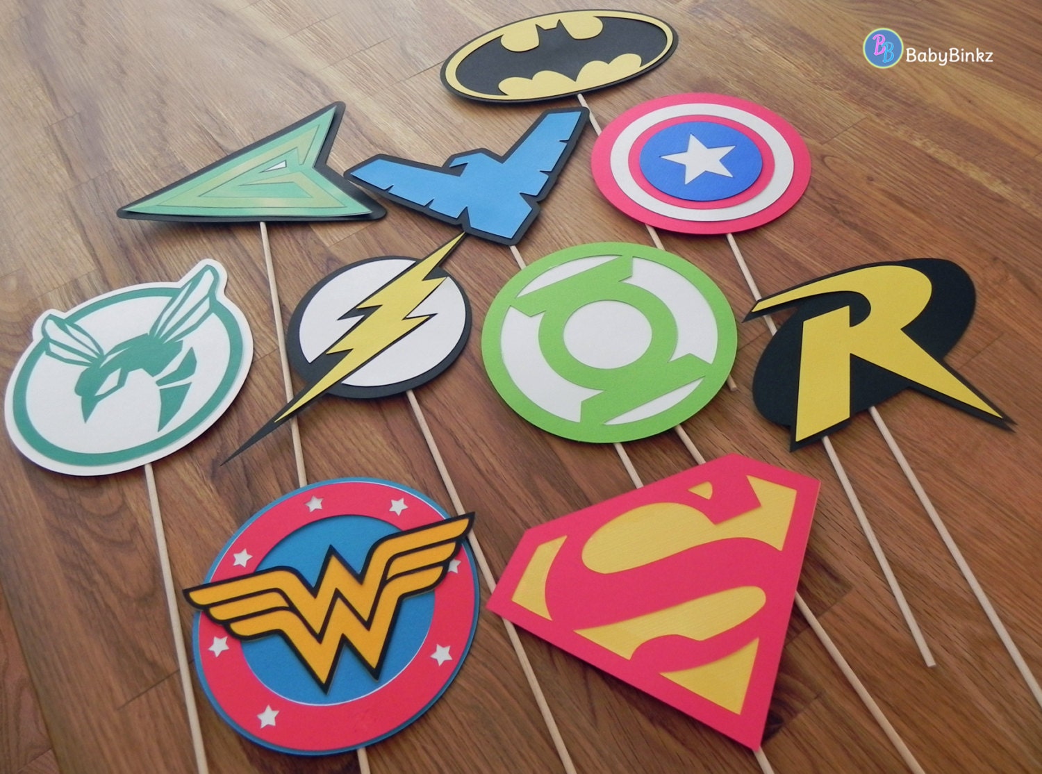 Photo Props: The Super Hero Logo Set 10 Pieces party