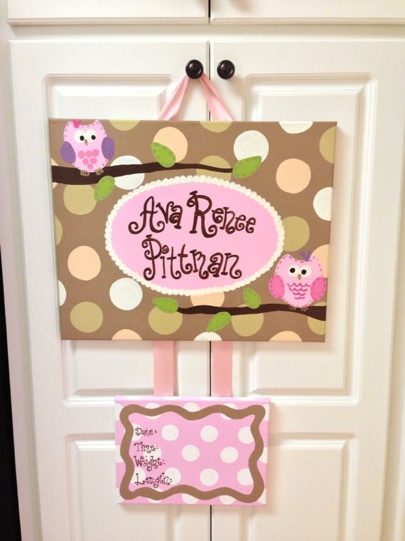 Items similar to Custom Hospital Birth Announcement Door Hanger on Etsy