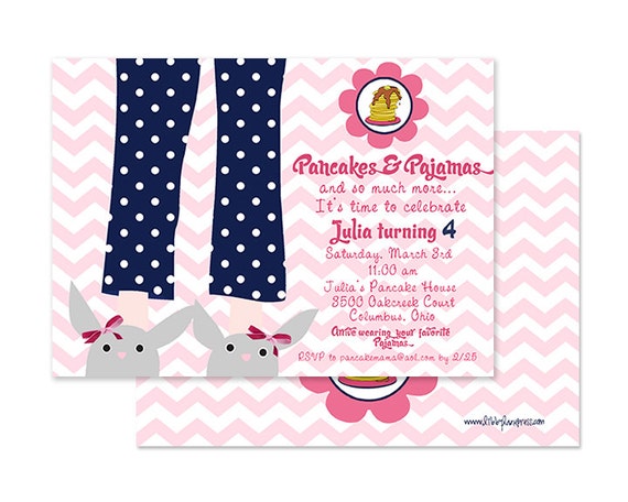 PANCAKES & PAJAMAS Invitation, CHEVRON, As Seen on Amy Atlas Events and Hostess with the Mostess, Printable by Libby Lane Press Il_570xn