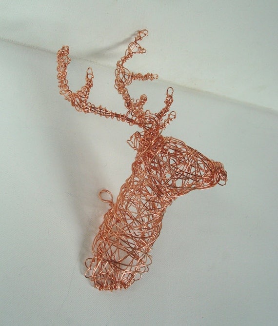Copper DEER HEAD Unique Wire Deer Sculpture
