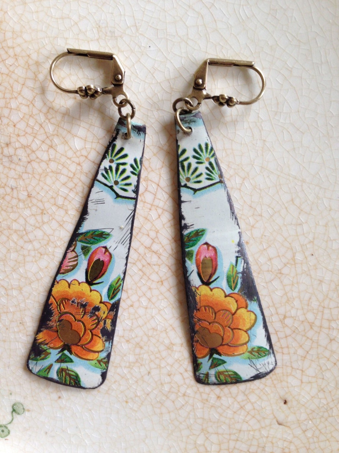 Tin Jewelry Earrings Orange Crush RESERVED FOR