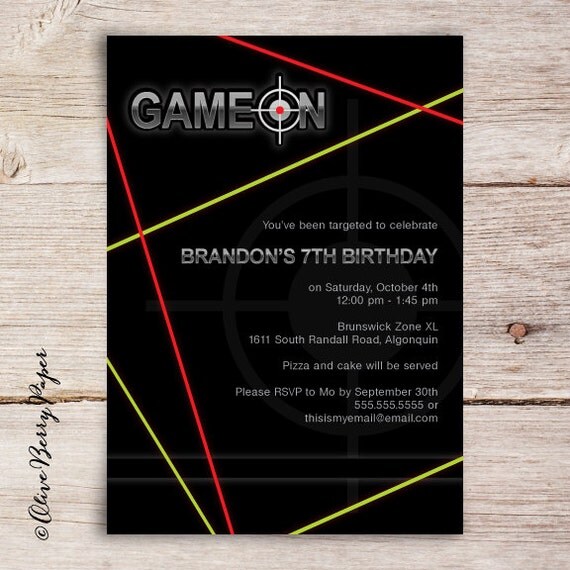 Laser Tag Invitations, Laser Tag Birthday