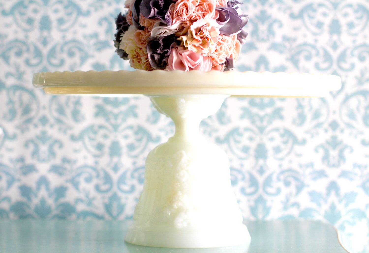 Ivory Milk Glass Cake Stand / Ivory Cake Stand / by TheRocheStudio