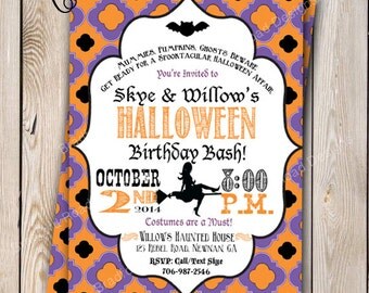 Halloween Party Invitation Halloween Costume Party Halloween Birthday Party Invitation Witch Customizable 5x7 Invitation