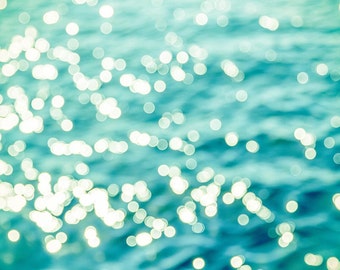 bokeh photography abstract nautical decor 8x10 30x45 fine art photography ocean beach photography abstract photography sparkle teal coastal