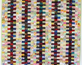Modern Quilt, Quilt On Sale, Twin Quilt, String Quilt, Surprises, 68" x 84"
