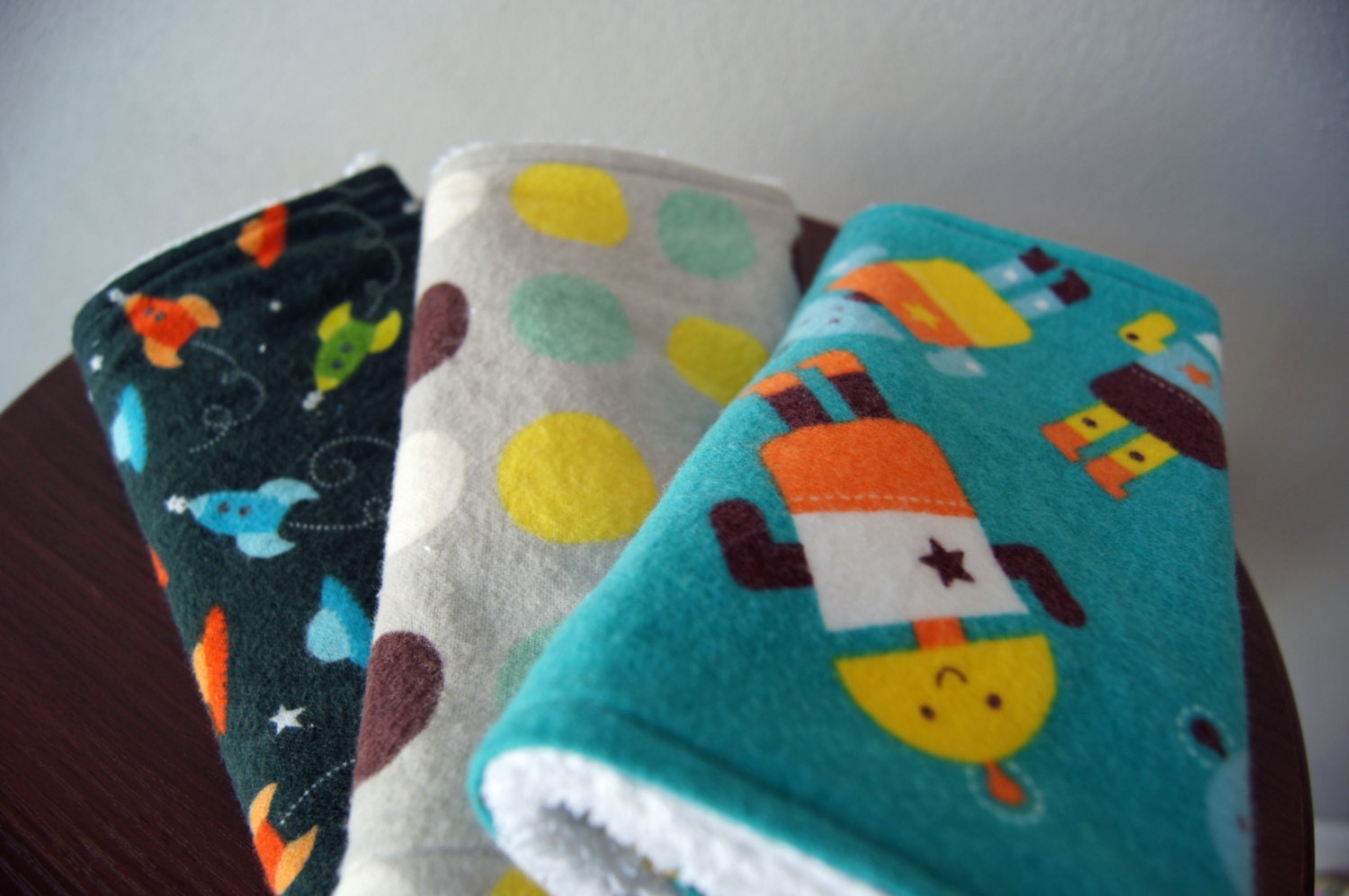 Chenille Burp Cloths Boy Burpies Space Nursery by ATwistedThread
