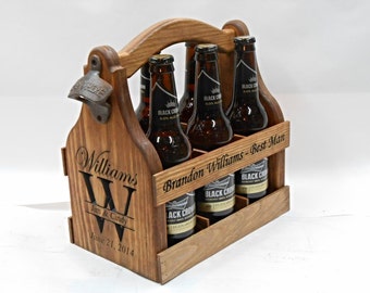 Wooden Beer Tote U.S. Army Beer Carrier Six Pack Home Brew