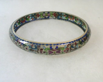 Plique a Jour Clear Cloisonne Bangle Bracelet - Chinese - No. 1025