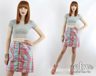 Plus Size Skirt Plus Size Vintage High Waisted Skirt High Waist Skirt Plaid Skirt XL Skirt Vintage 90s High Waisted Plaid Mini Skirt XL 1X