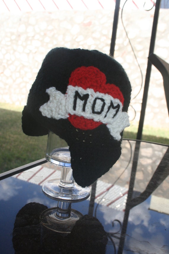 0-3 month Ready to Ship Mom Tattoo Crochet Beanie