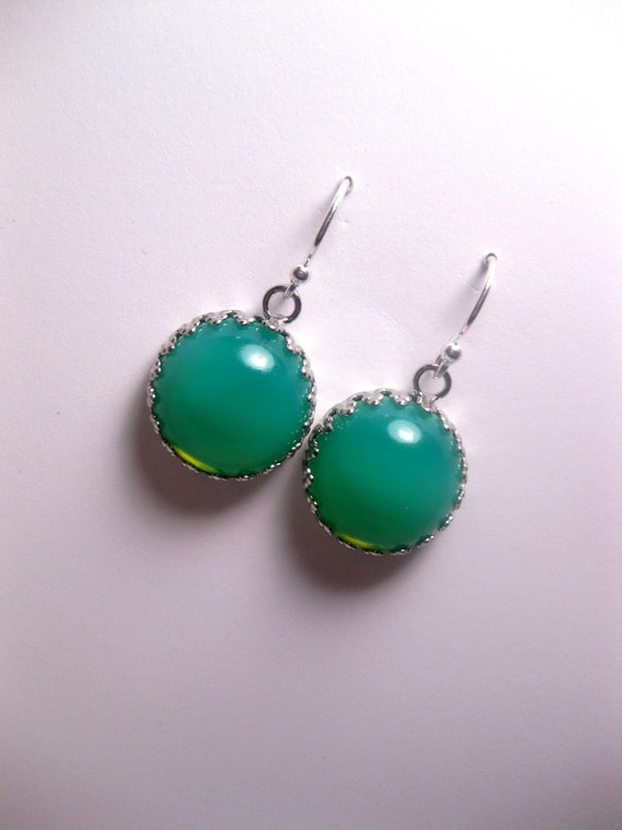 Items similar to Green Opal Earrings With Sterling Silver on Etsy