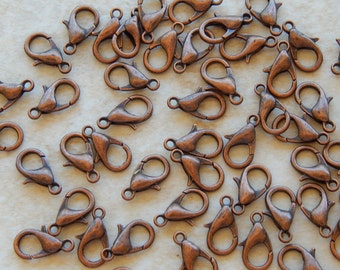 12x6mm Antique Copper Lobster Claw Clasps, 10 PC (INDOC9)