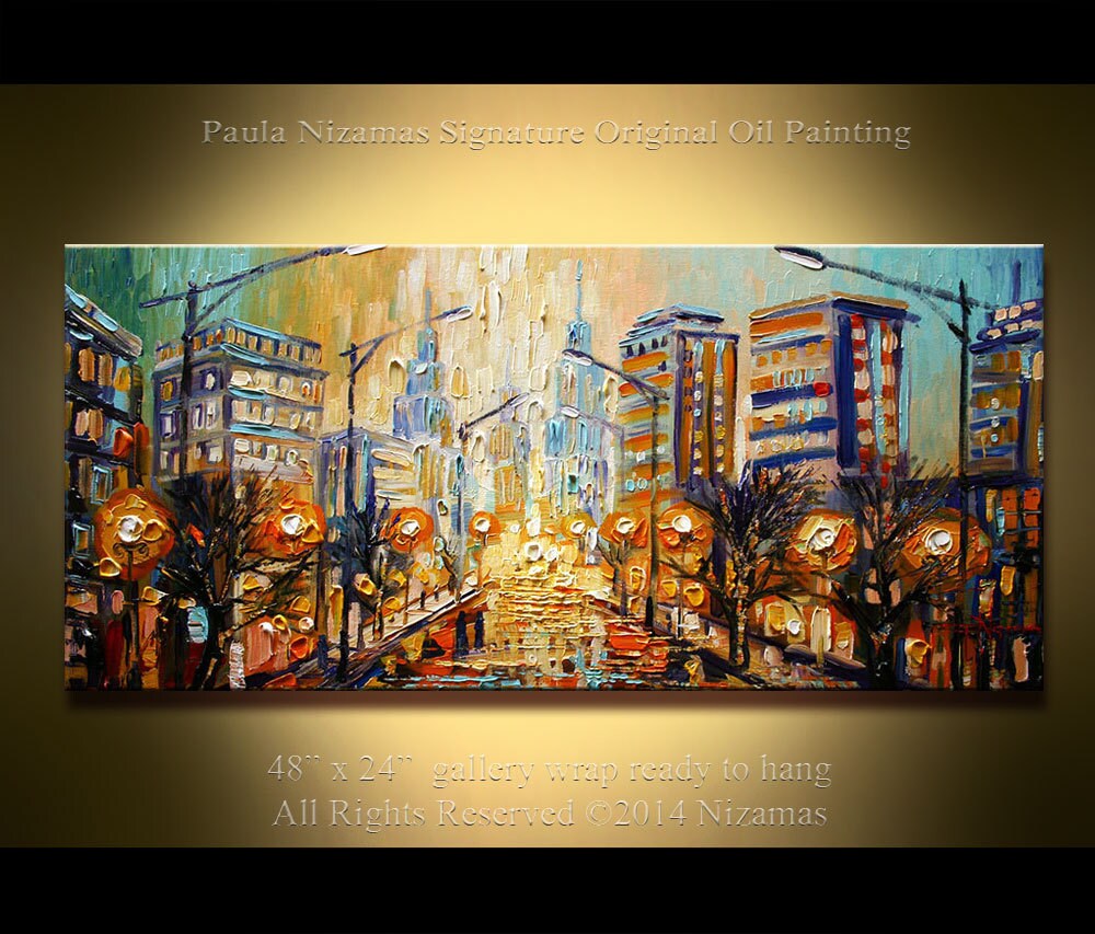 Palette Knife Abstract Painting 48 x 24 ORIGINAL