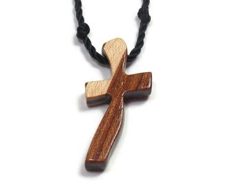 Mens Cross Pendant Necklace, Mens Jewelry Cross, Men's Cross Necklace, Religious Pendant, Wood Cross Pendant, Minimalist Cross Necklace