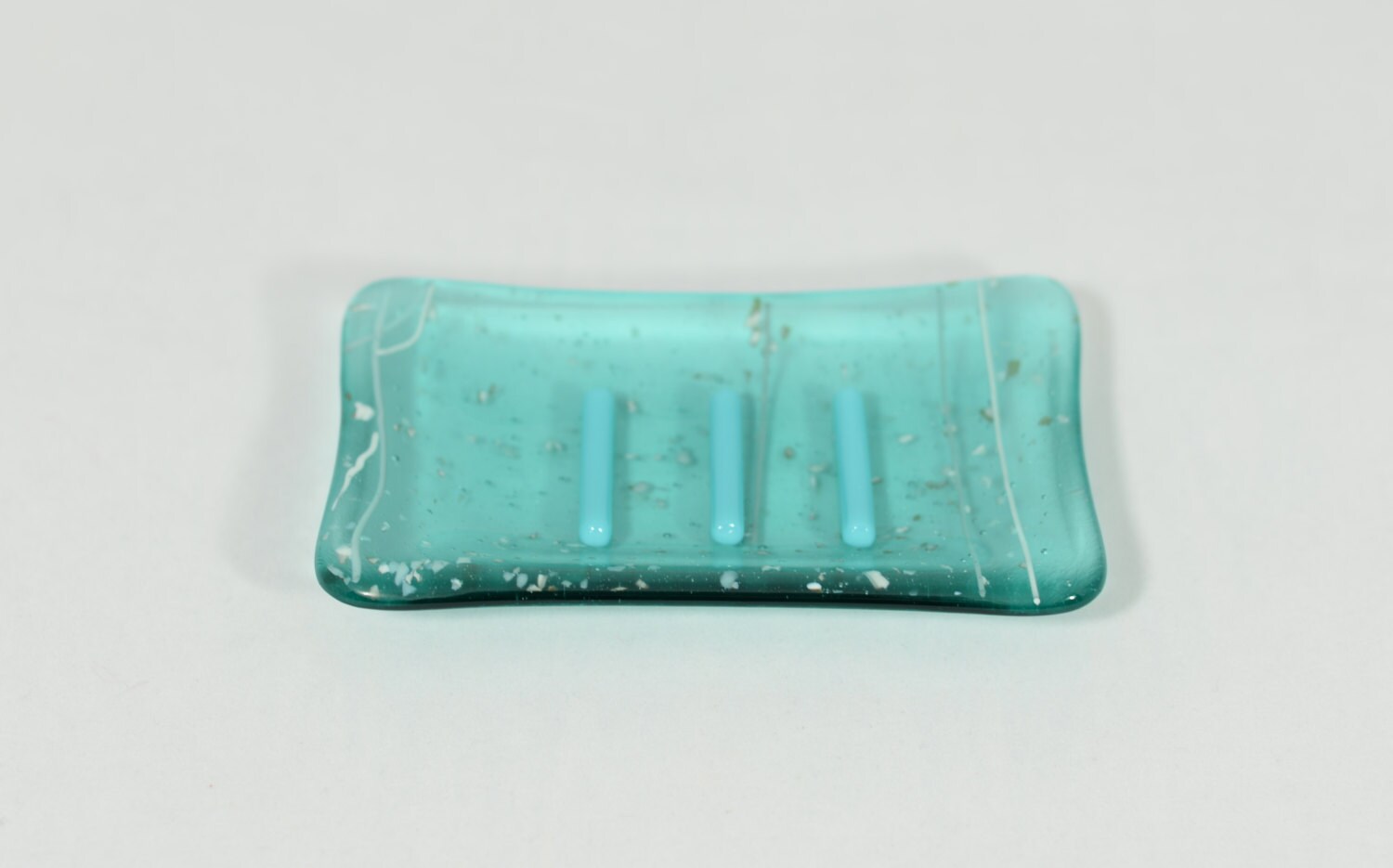Aqua Fused Glass Soap Dish Ocean Themed Soap by IdleCreativity