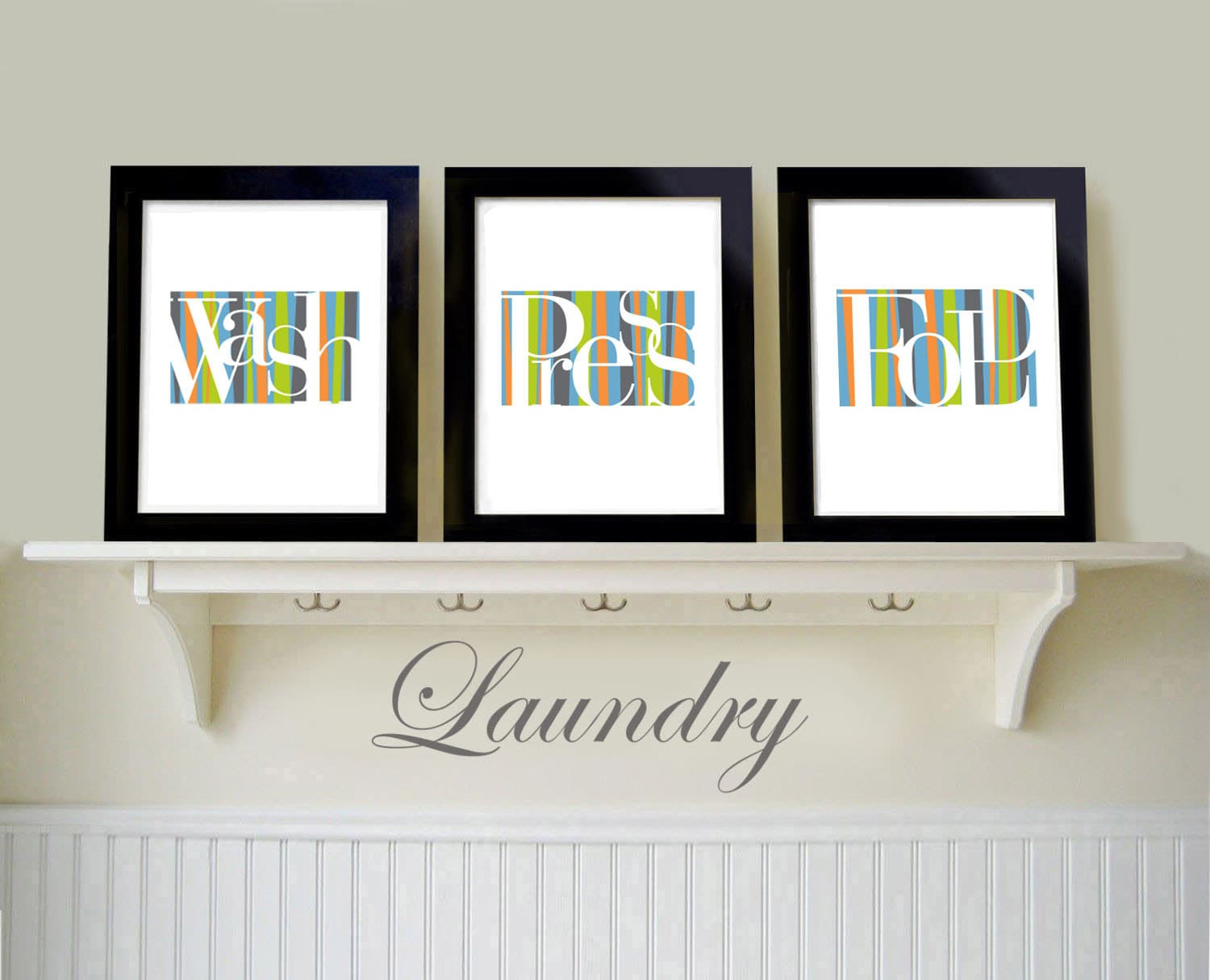 Laundry Room Decor Set of 3 Prints Modern Wall Art by DexMex