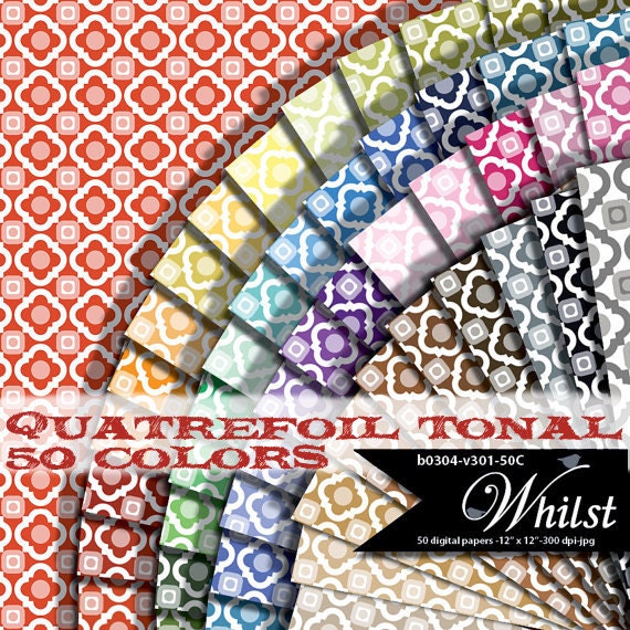 Quatrefoil Digital Paper, geometric digital paper, modern pattern paper for digital scrapbooking : b0304 v301 50C Il_570xn
