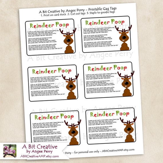 Reindeer Poop Christmas Stocking Stuffer Gag Gift Design - DIY ...