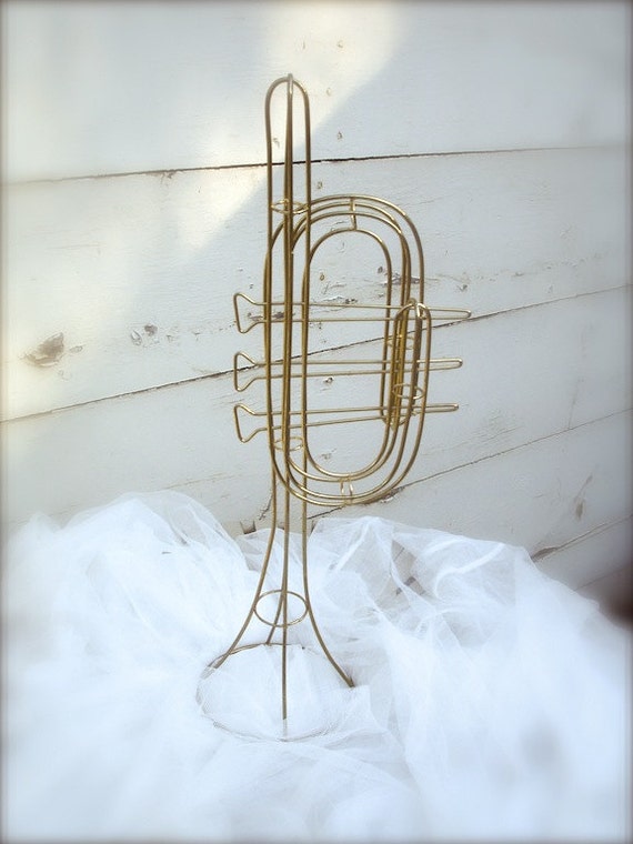 vintage gold metal trumpet wall hanging large trumpet metal