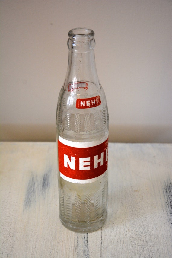 Items similar to Vintage NEHI Clear Glass Soda Bottle on Etsy