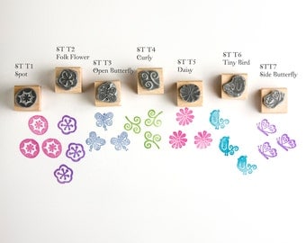 Tiny Rubber Stamps, Flower and Butterfly Rubber Stamps