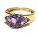 Vintage 14k gold Amethyst ring, three stone, size 7.5, February birthstone ring, cocktail ring