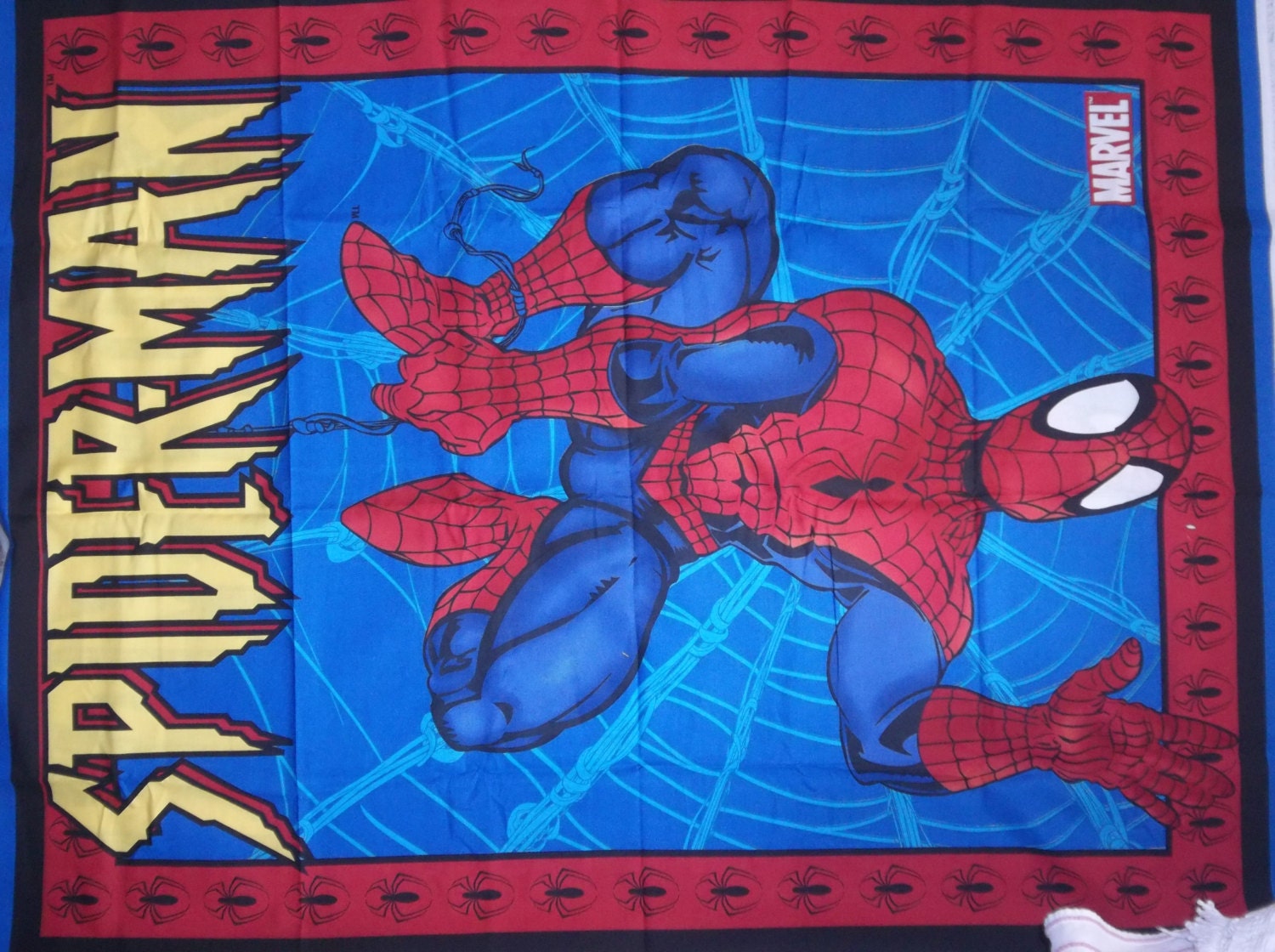 Spiderman 2004 Marvel Large Quilt Blanket Cotton Panel RARE