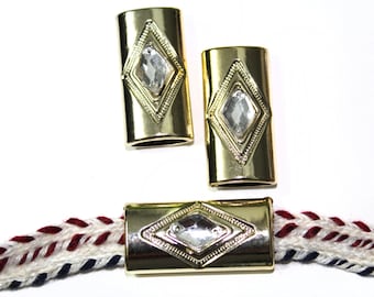4 PCS Gold Covered Buckles with Rhinestones