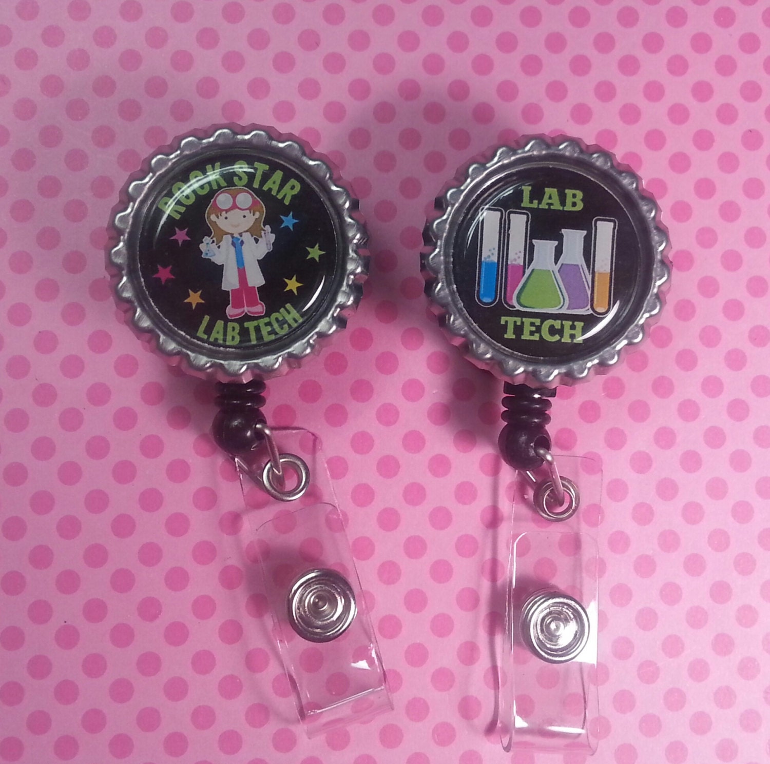 Lab Tech Retractable Badge Reel Lab Tech ID Holder