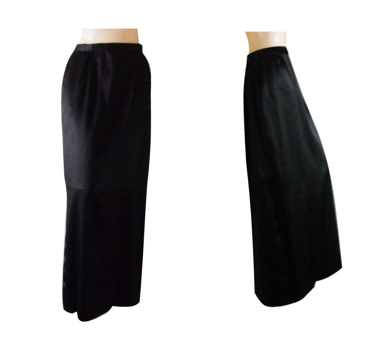 Black Satin Skirt Long Satin Skirt Black Maxi Skirt Formal