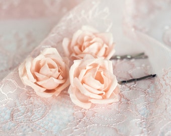 71_Hair flower peach, Bridal hair flower pin, Silk hair flower, Wedding hair flower, Peach hair flower rose, Bridal hair accessories, Peachy