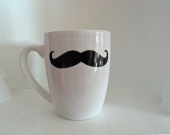 White Mustache Mug, Black Mustache,Housewares,Mugs, Mustache, Home and Living, Coffee Mug, coffee cup, Gift Ideas, Cups & Mugs, Christmas