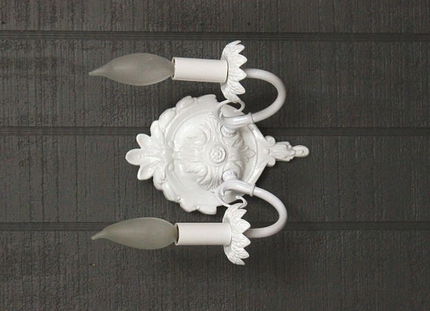 White Wall Sconce Shabby Chic Style Wall Light by LightLadyStudio