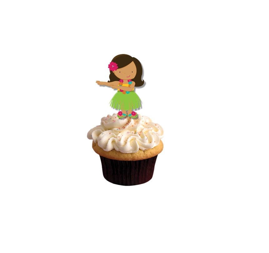 Luau cupcake toppers luau party decor luau party toppers