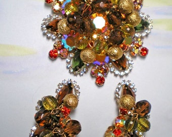 SALE PRICE D&E aka Juliana Fall colors Demi Parure with Dangles Item No: 15522