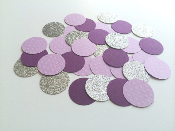 Items similar to LAVENDER, PURPLE, SILVER Glitter Confetti. Circle ...