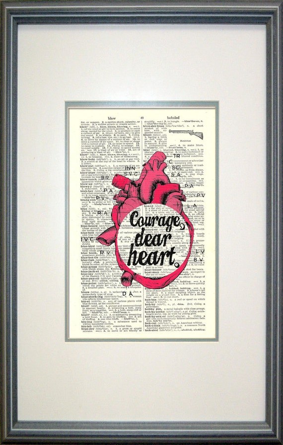 Items similar to Courage, dear heart. C.S. Lewis Typography on Vintage Dictionary Page, famous ...