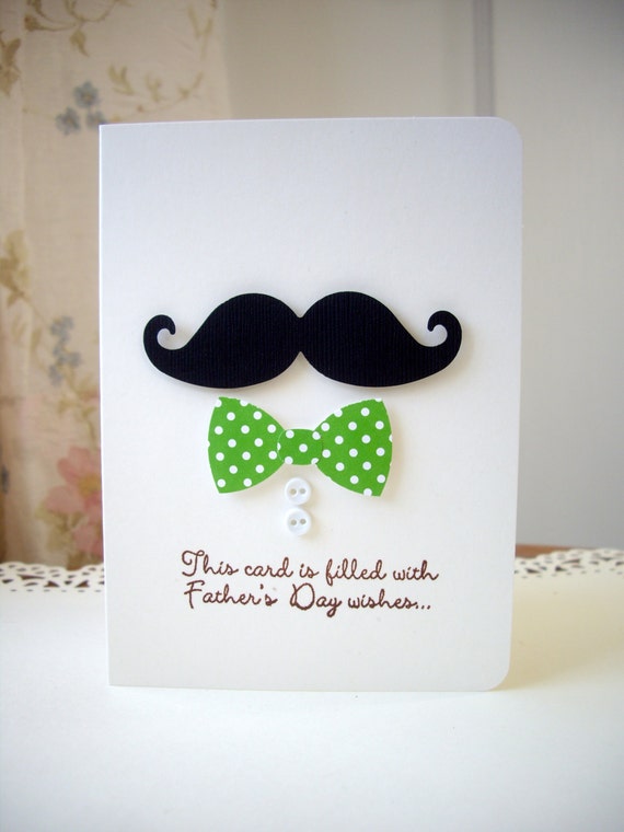 Items similar to father's day card, bow-tie and mustache card, mustache