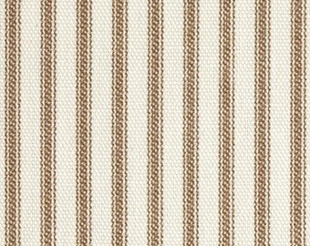 Brown Ticking Pillow Cover - 16, 18 or 20 inch Decorative Throw Cushion Cover - Brown Ivory Ticking Stripe