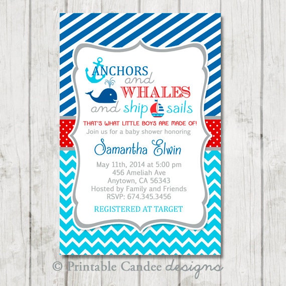 Whale And Anchor Baby Shower Invitations 3